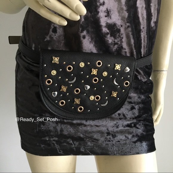 Black studded belt bag. Bum bag. BCBGeneration - Picture 4 of 8